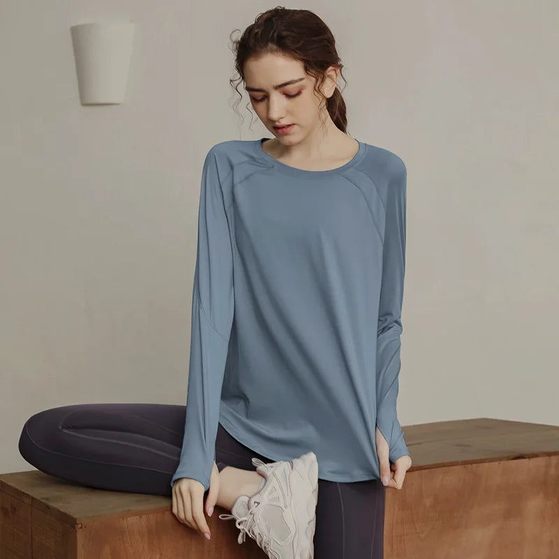 Long Sleeve Yogawear Blouse Workout Gym Clothing