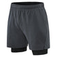 Men 2 In 1 Sport Shorts Quick Dry Jogger Marathon Shorts With Liner Breathable Running Fitness Double Deck Shorts Casual Shorts Gym Sports Fitness Jogging Workout Training Clothes