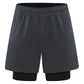 Men 2 In 1 Sport Shorts Quick Dry Jogger Marathon Shorts With Liner Breathable Running Fitness Double Deck Shorts Casual Shorts Gym Sports Fitness Jogging Workout Training Clothes
