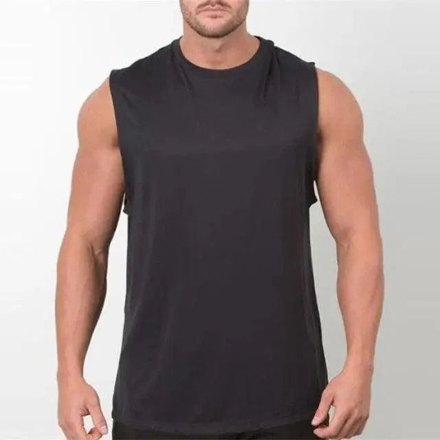 New Sport Plain Shirts For Men Bodybuilding Singlet Gyms Shirts Sleeveless Shirt Blank Fitness Clothing Sportwear Muscle Vest Men's Fitness T-Shirt Round Neck Sleeveless Vest Stretch Solid Color Fitness Sports Shirts