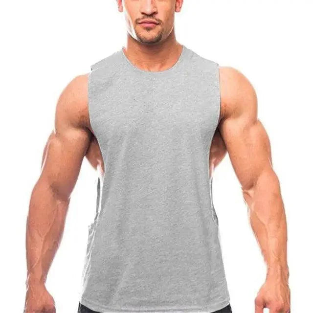 New Sport Plain Shirts For Men Bodybuilding Singlet Gyms Shirts Sleeveless Shirt Blank Fitness Clothing Sportwear Muscle Vest Men's Fitness T-Shirt Round Neck Sleeveless Vest Stretch Solid Color Fitness Sports Shirts