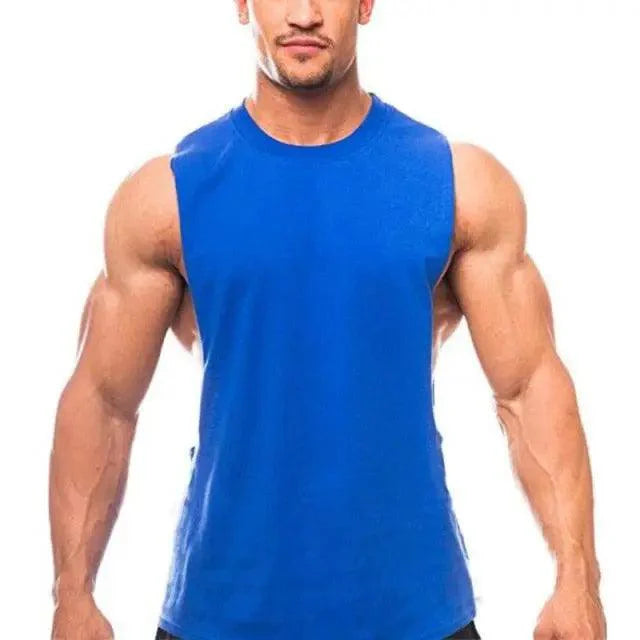 New Sport Plain Shirts For Men Bodybuilding Singlet Gyms Shirts Sleeveless Shirt Blank Fitness Clothing Sportwear Muscle Vest Men's Fitness T-Shirt Round Neck Sleeveless Vest Stretch Solid Color Fitness Sports Shirts