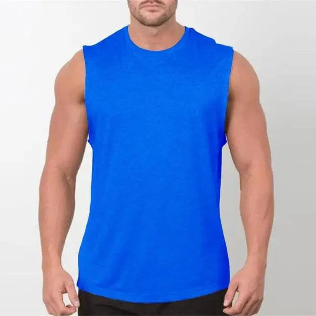 New Sport Plain Shirts For Men Bodybuilding Singlet Gyms Shirts Sleeveless Shirt Blank Fitness Clothing Sportwear Muscle Vest Men's Fitness T-Shirt Round Neck Sleeveless Vest Stretch Solid Color Fitness Sports Shirts