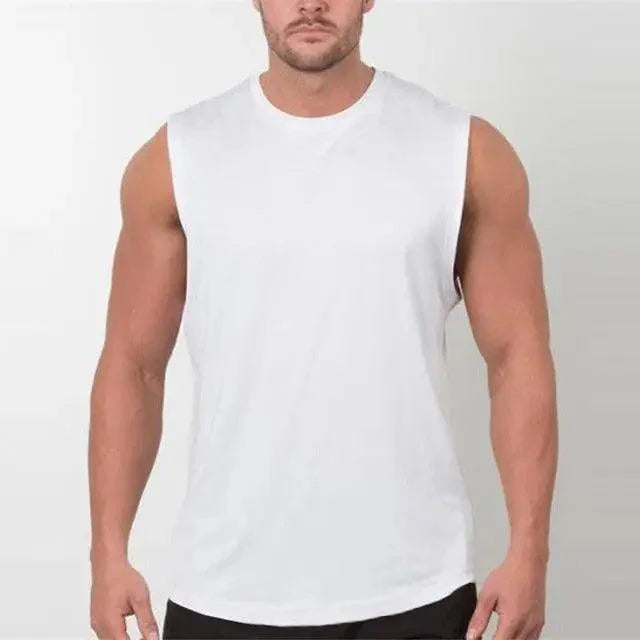 New Sport Plain Shirts For Men Bodybuilding Singlet Gyms Shirts Sleeveless Shirt Blank Fitness Clothing Sportwear Muscle Vest Men's Fitness T-Shirt Round Neck Sleeveless Vest Stretch Solid Color Fitness Sports Shirts