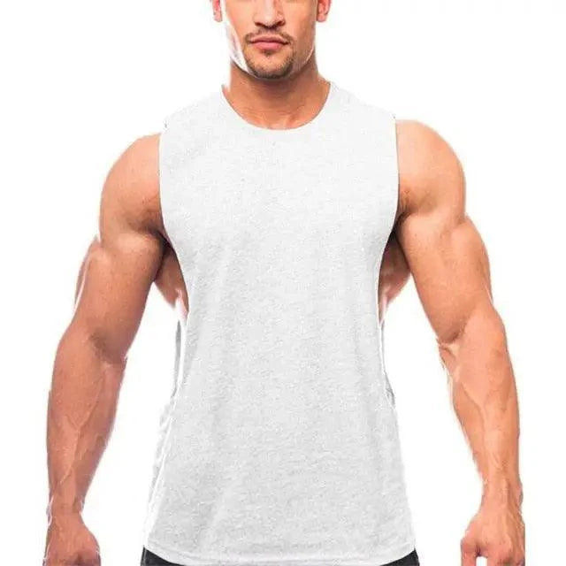 New Sport Plain Shirts For Men Bodybuilding Singlet Gyms Shirts Sleeveless Shirt Blank Fitness Clothing Sportwear Muscle Vest Men's Fitness T-Shirt Round Neck Sleeveless Vest Stretch Solid Color Fitness Sports Shirts