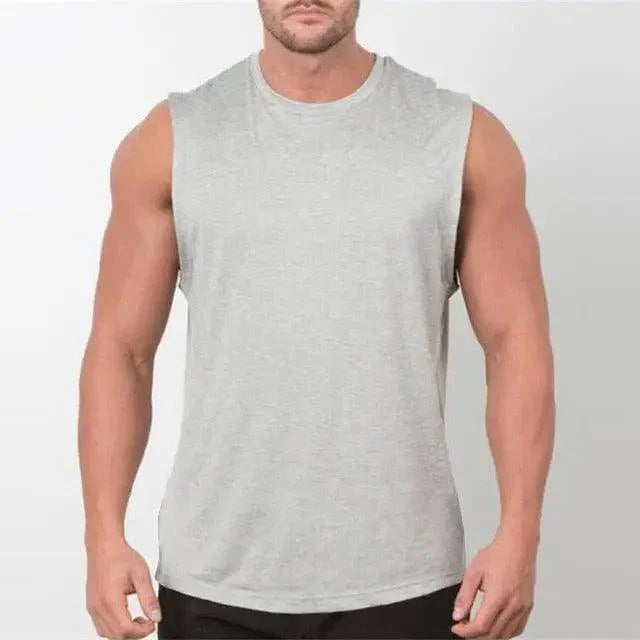 New Sport Plain Shirts For Men Bodybuilding Singlet Gyms Shirts Sleeveless Shirt Blank Fitness Clothing Sportwear Muscle Vest Men's Fitness T-Shirt Round Neck Sleeveless Vest Stretch Solid Color Fitness Sports Shirts
