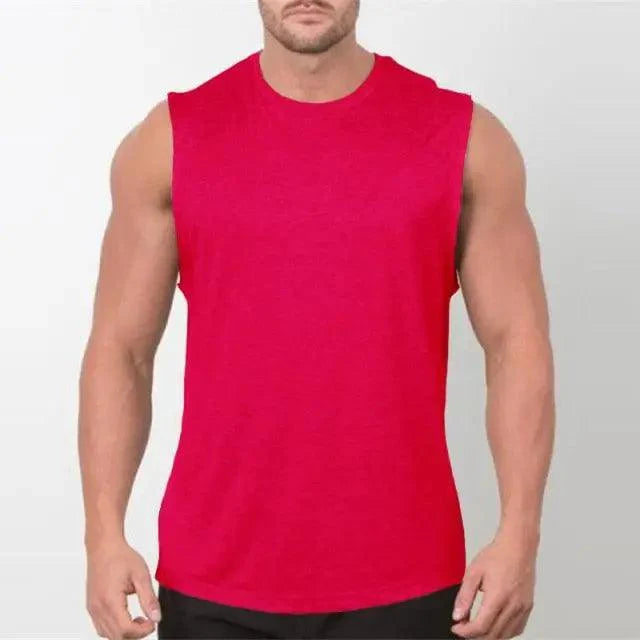 New Sport Plain Shirts For Men Bodybuilding Singlet Gyms Shirts Sleeveless Shirt Blank Fitness Clothing Sportwear Muscle Vest Men's Fitness T-Shirt Round Neck Sleeveless Vest Stretch Solid Color Fitness Sports Shirts